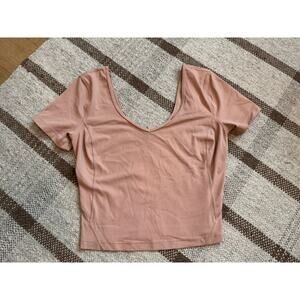 Lululemon Align V Neck Crop Top Shirt Short Sleeve T Pink Clay Women’s 6